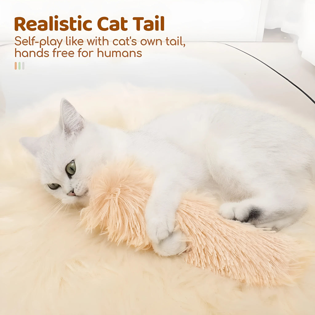 Soft plush cat toy pillow in blue, green, pink, or white, measuring 27cm long by 10cm wide