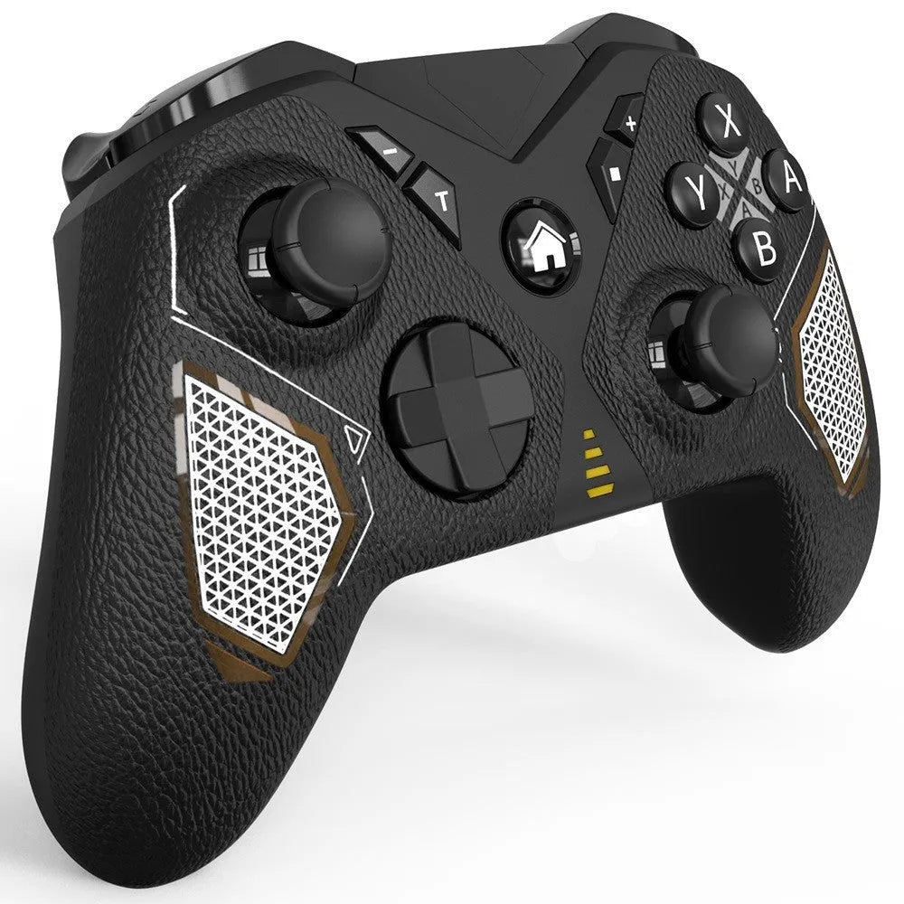 Black wireless game controller with leather pattern texture for Nintendo Switch and mobile phones.