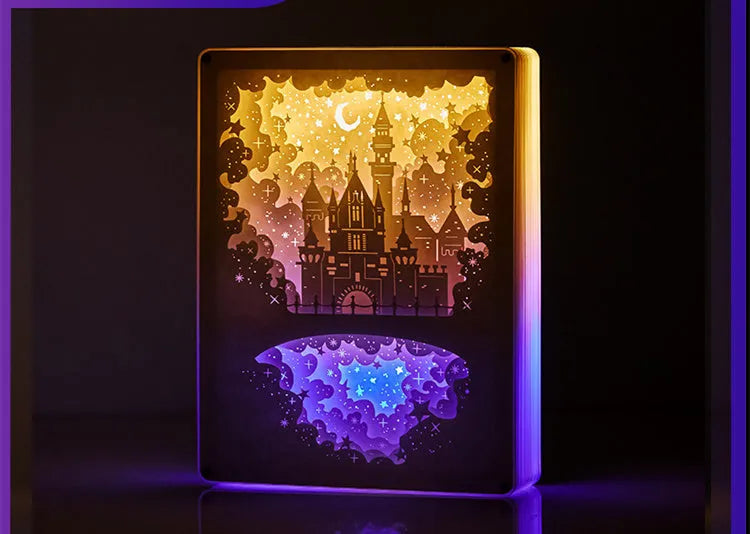 USB bedside night light with paper carving design and remote control