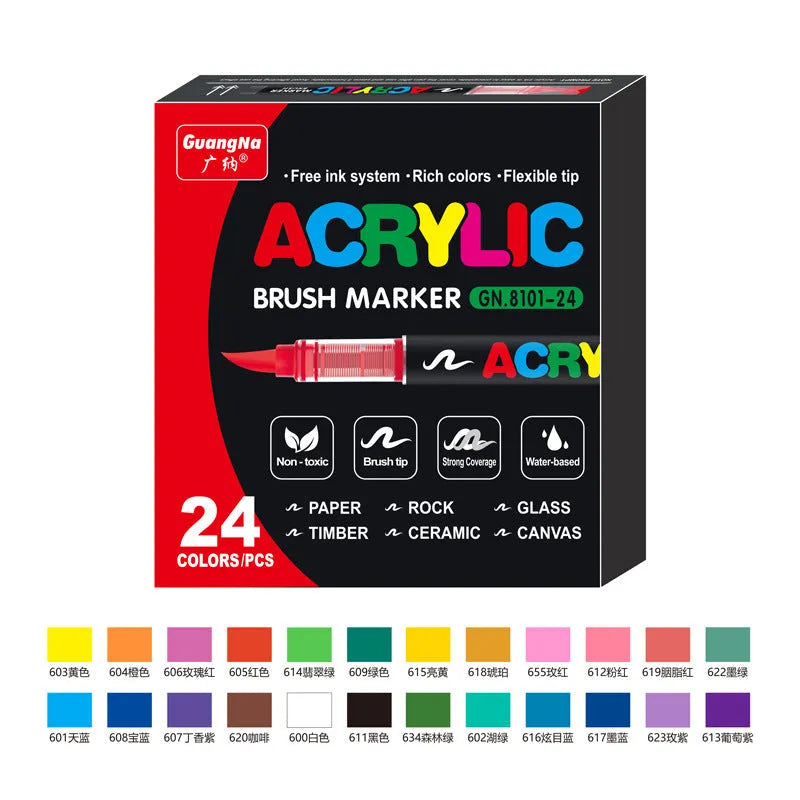 Set of straight liquid acrylic marker pens in multiple colours for art painting and graffiti projects