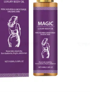 100ml bottle of soothing body treatment oil containing jojoba, camellia, and sweet almond oils.