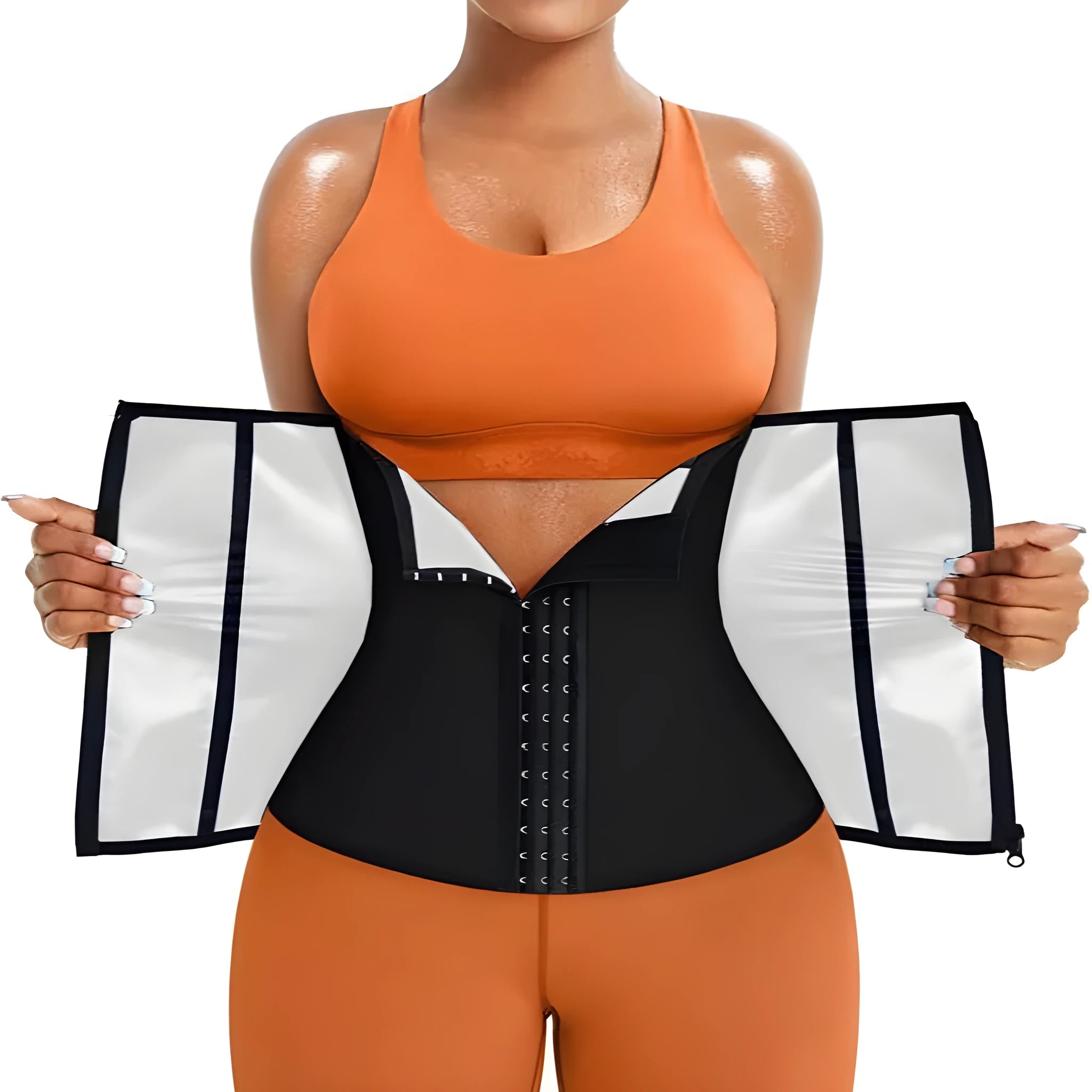 Adjustable neoprene waist shaping belt in blue or silver for abdominal support