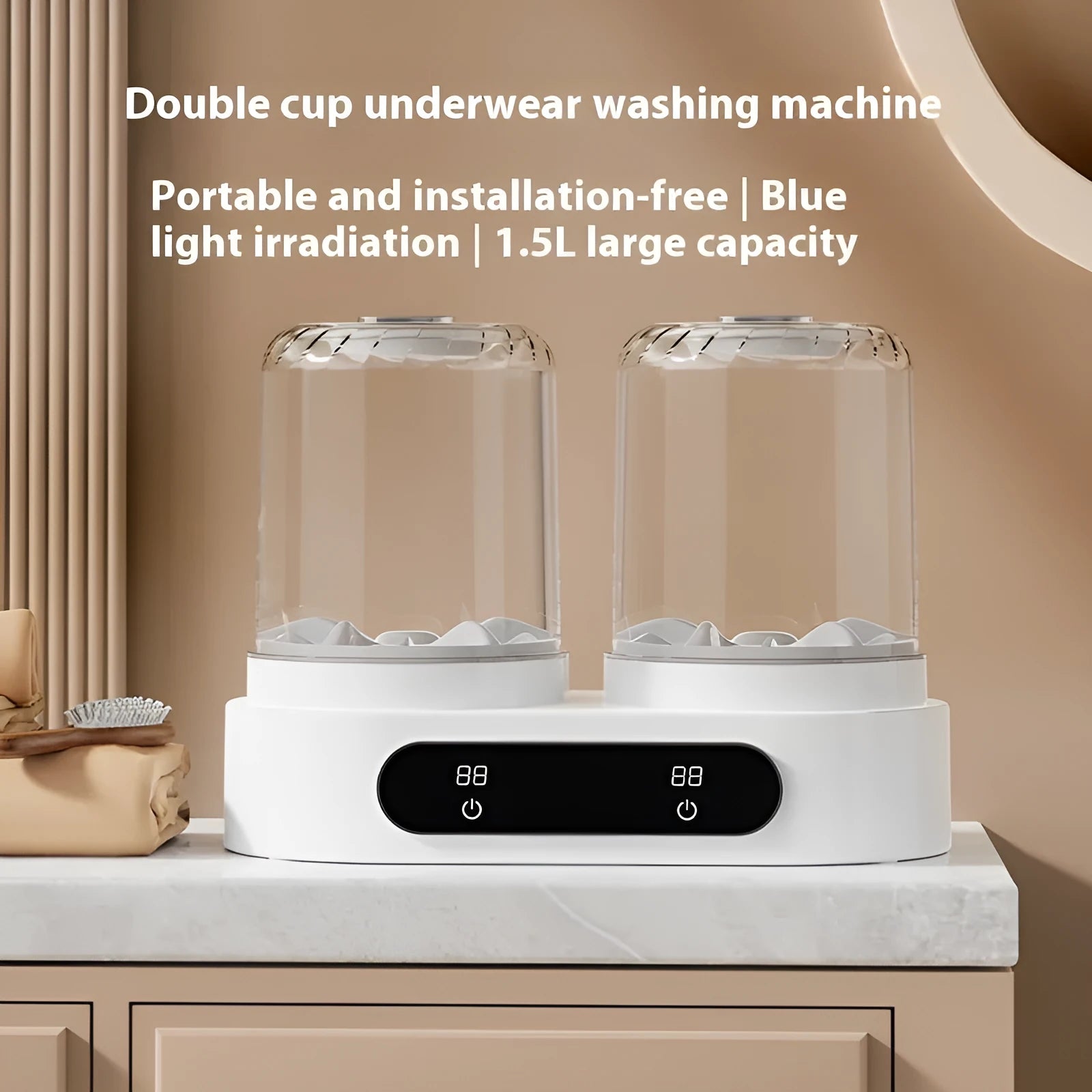 White USB-powered double bucket mini washing machine for underwear and small items
