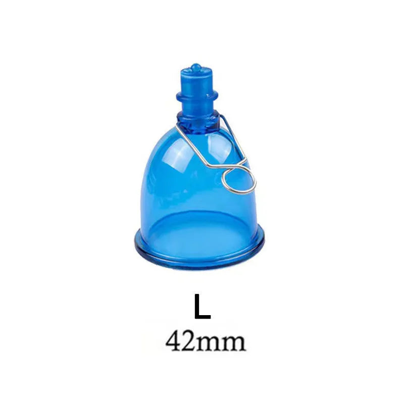 Blue silicone male masturbator stretch exerciser showing three size options S, M, L