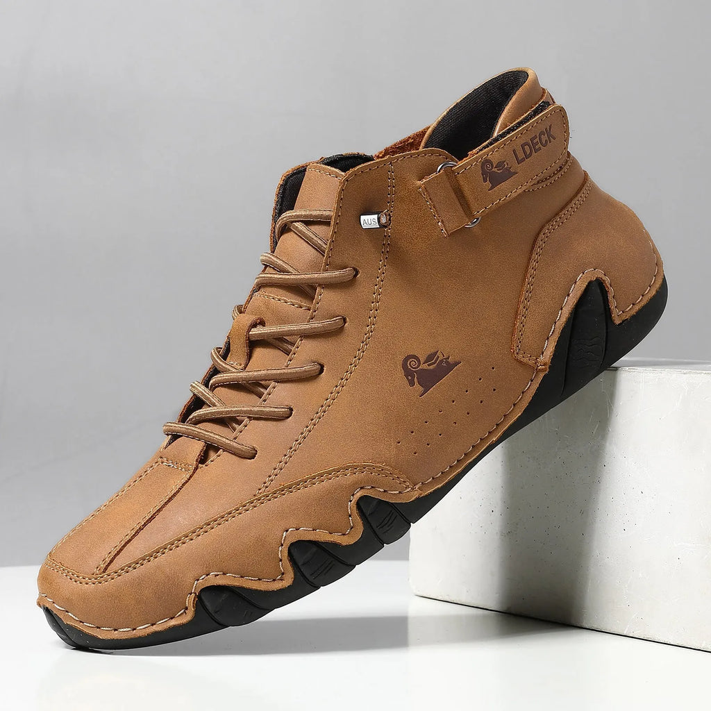 Men's Octopus high top shoes in khaki, grey, or black with rubber sole and microfiber upper