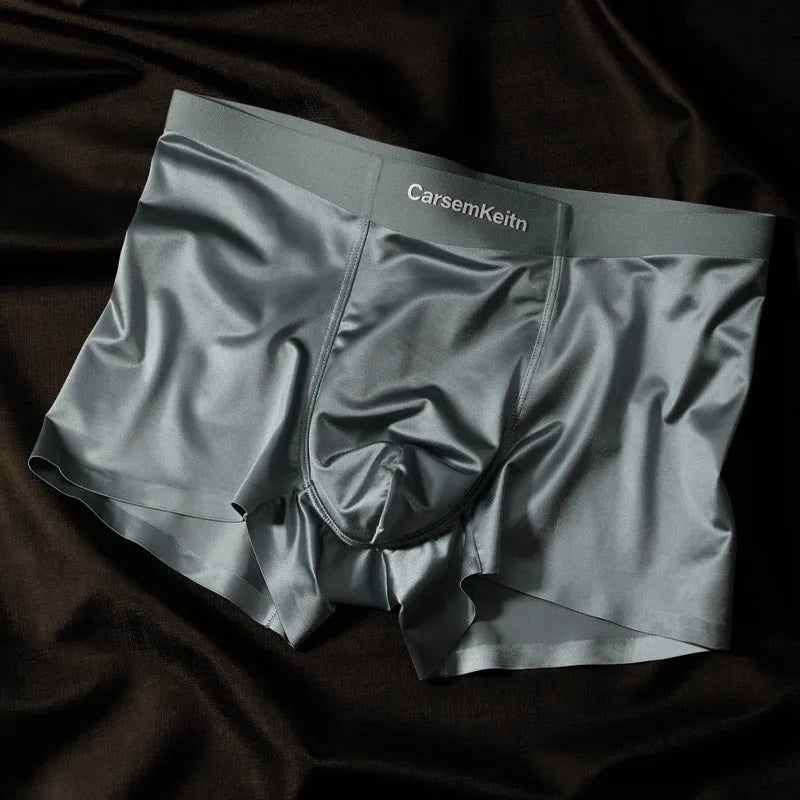 Men's colourblock Ice Silk seamless underwear in Moonlight Blue colour.