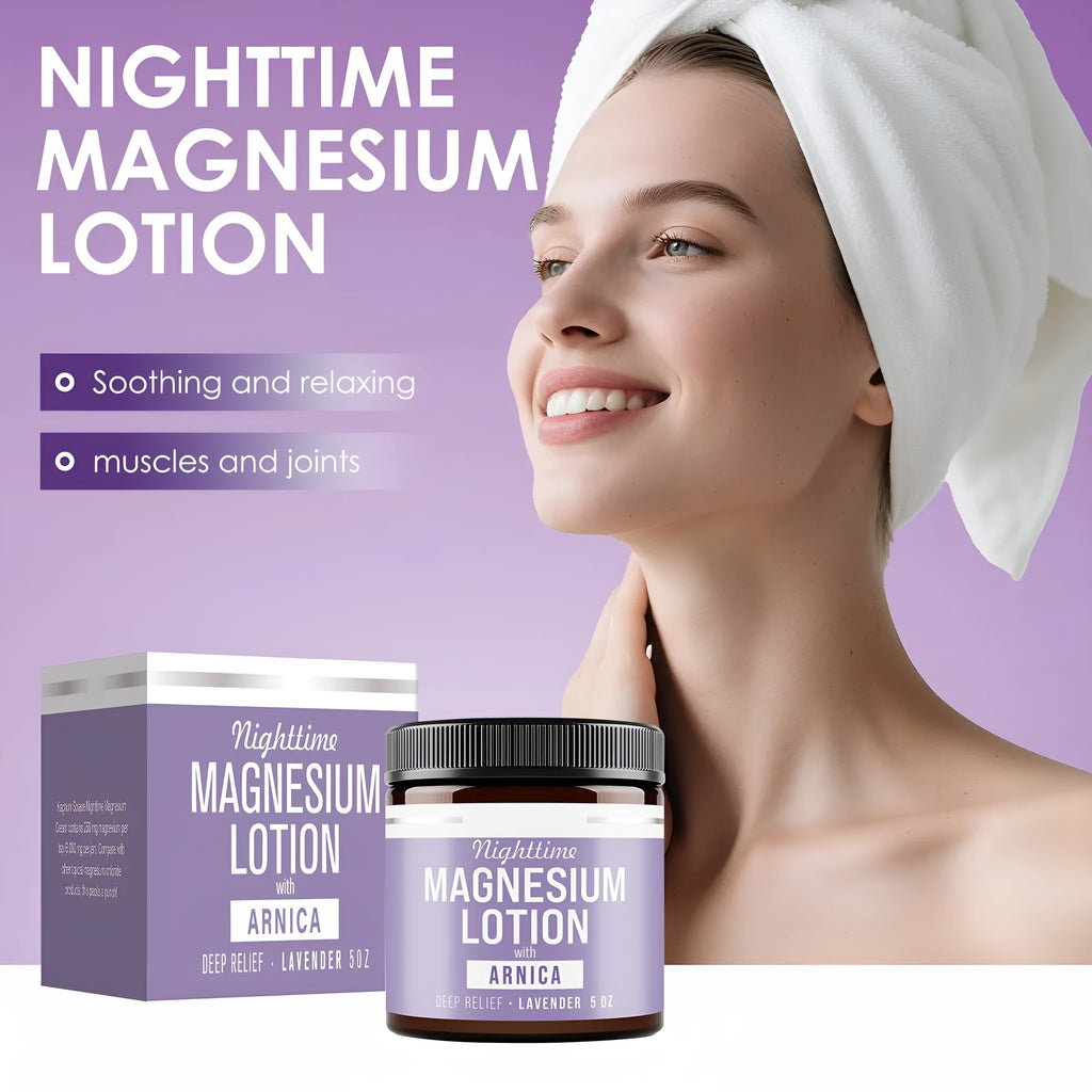 Square 7.1cm jar of Magnesium Body Butter Cream 150ml with shea butter and grape seed oil.