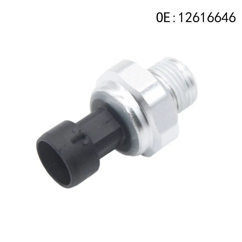 Silver metal fuel pressure sensor for automotive models 12616646 and 12677836.