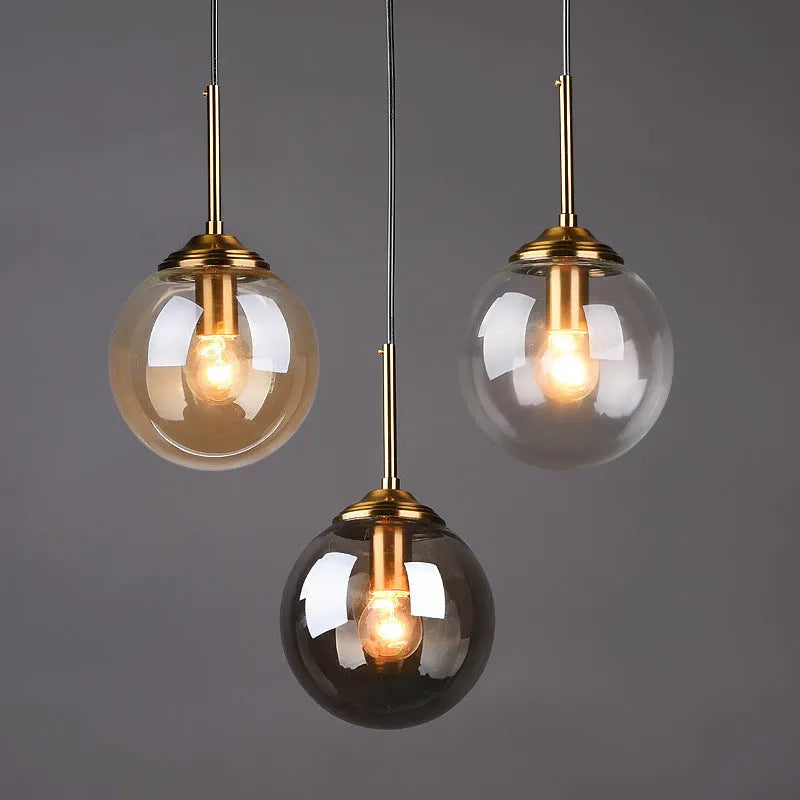 Nordic style round ball glass chandelier with multiple colour options for living room or dining room