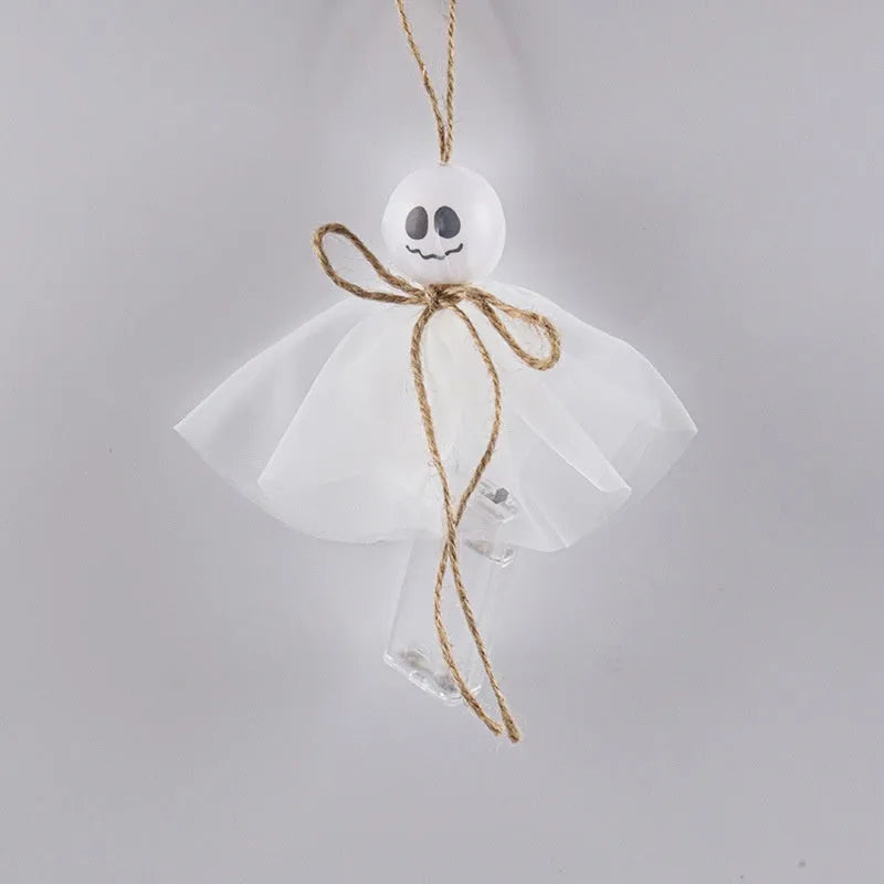 Halloween ghost-themed LED string lights with colourful beads and a battery box for cord-free decoration.