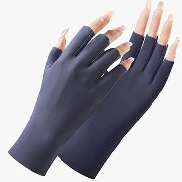 Women's thin ice silk nylon sunscreen gloves with UPF50+ protection in various colours.