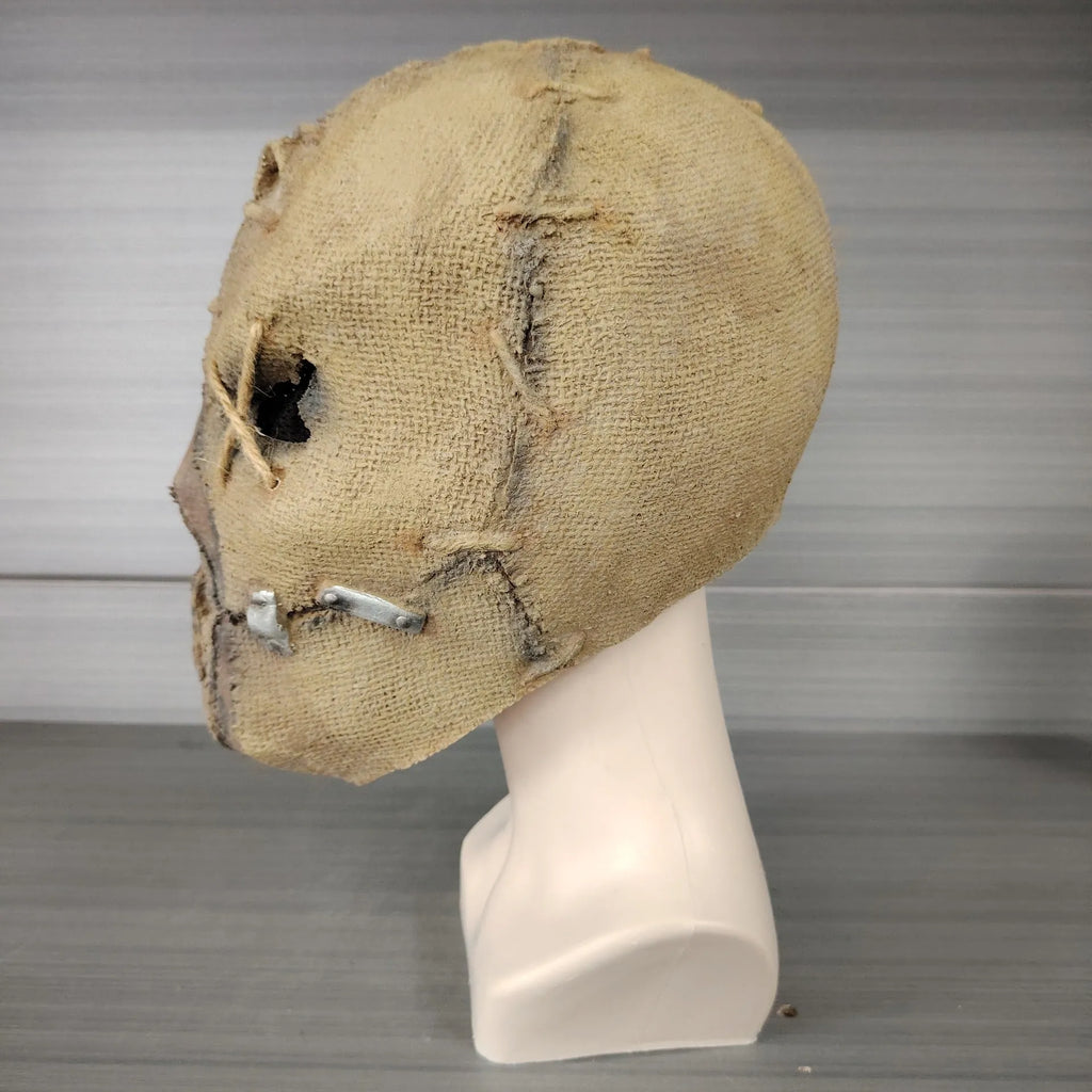 Latex Halloween mask with scar skull horror design showing full head coverage