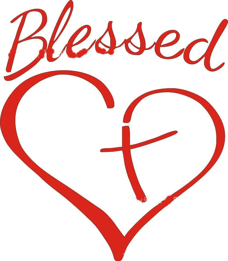 Faith Hope Love text inside a heart shape on a black, white, and red vinyl sticker.