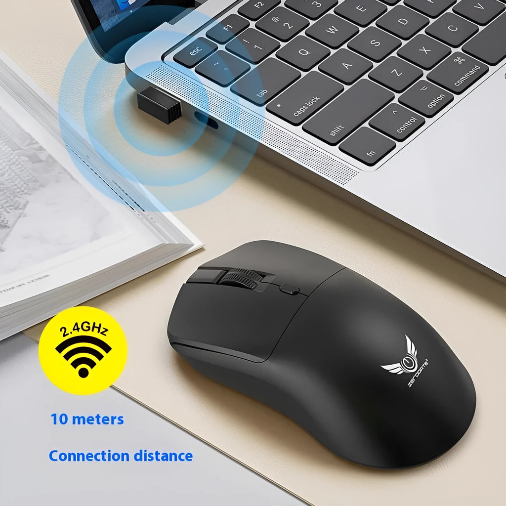 Black wireless mouse with three-gear audio button and photoelectric sensor for laptop computers