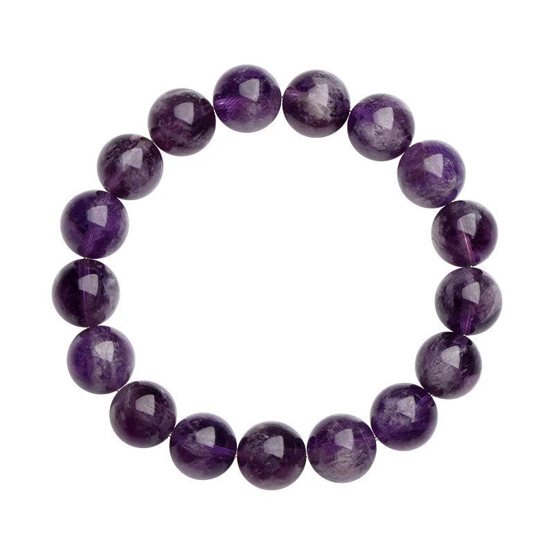 Natural feather amethyst crystal bracelet in Snow Mountain purple colour with scattered beads design