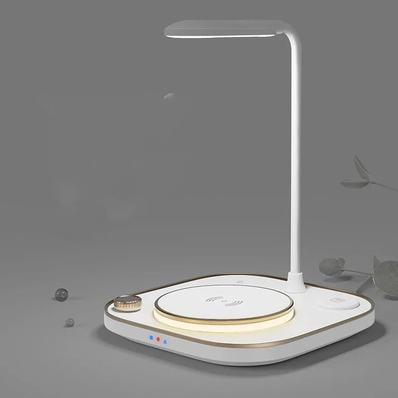 Black three-in-one wireless magnetic charger desk lamp with 15W fast charging for iPhones and Android phones