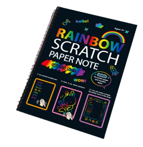 Large children's DIY scratch art paper for creative painting activities measuring 26cm by 19cm