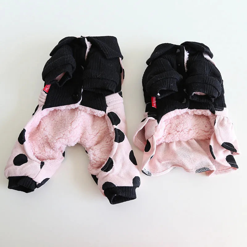 Pet couple clothing with lapel shoulder strap design in casual cloth material