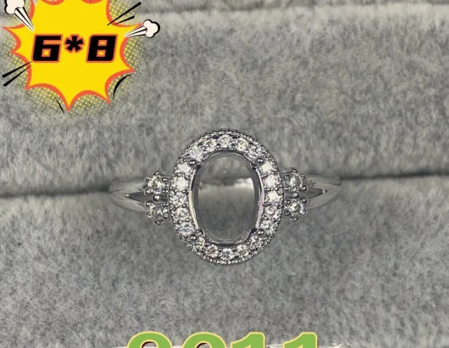 Korean style oval denier ring ornament with 6x8mm stone and star detail on electroplated copper.