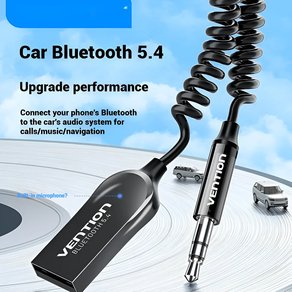 USB car Bluetooth receiver with zinc alloy USB connector and copper 3.5mm jack for wireless audio streaming