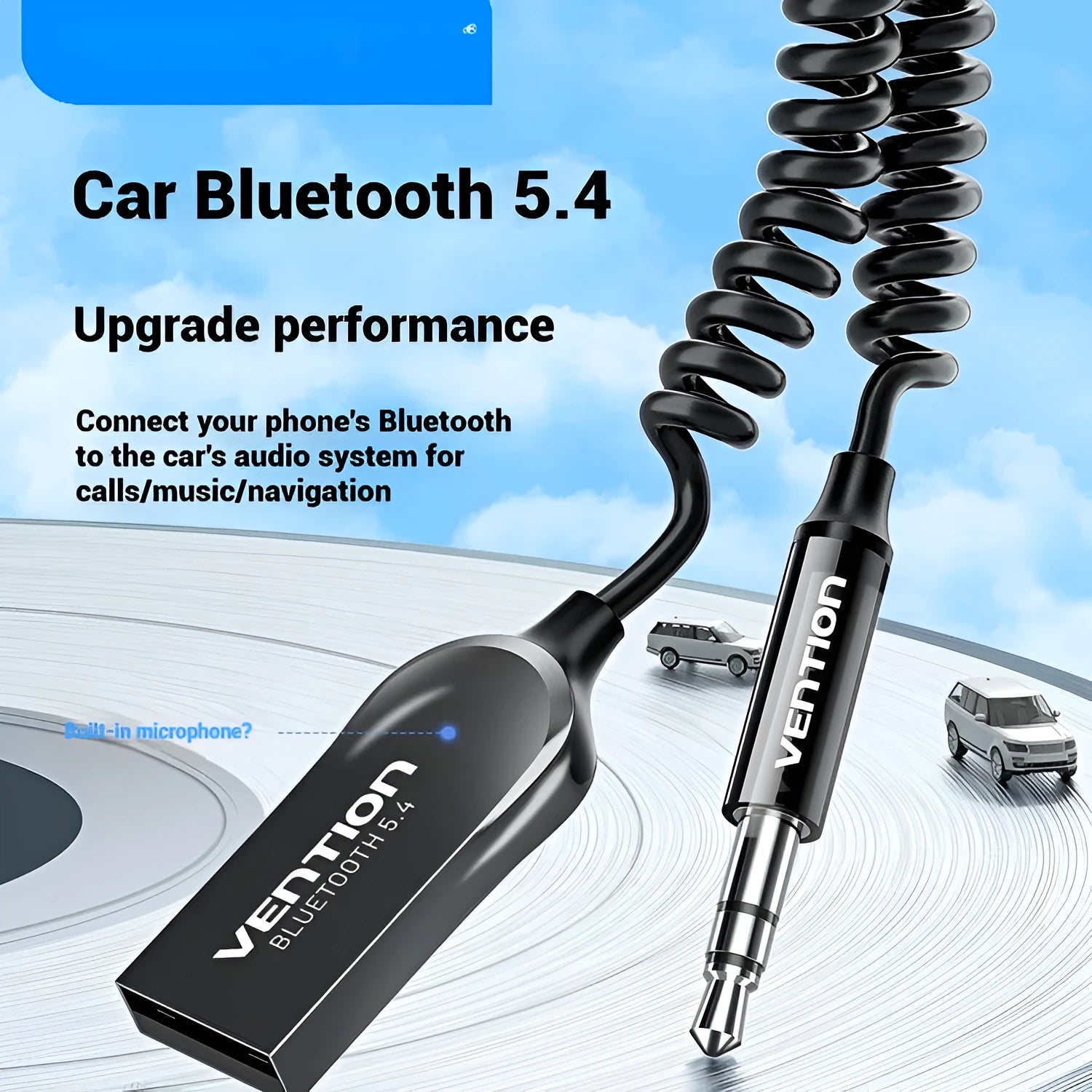 USB car Bluetooth receiver with zinc alloy USB connector and copper 3.5mm jack for wireless audio streaming