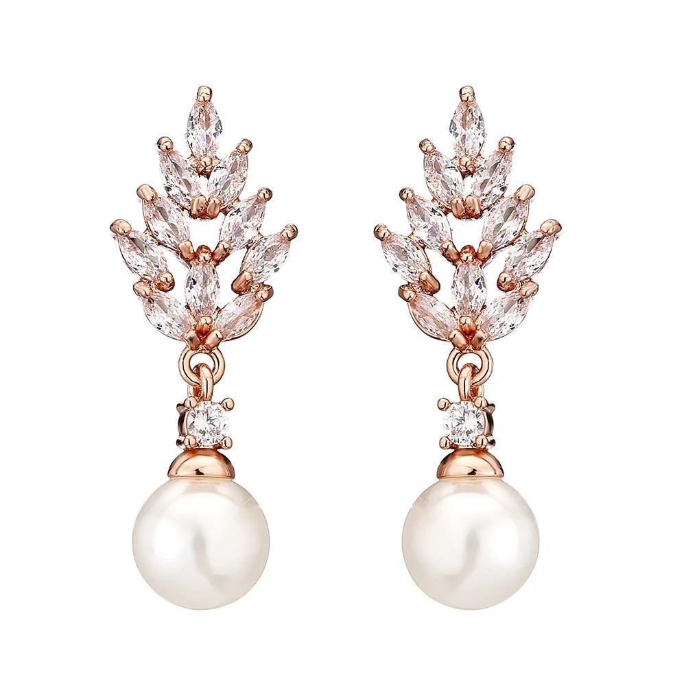 Geometric flower earrings with micro inlaid zircon detailing in three plating colours
