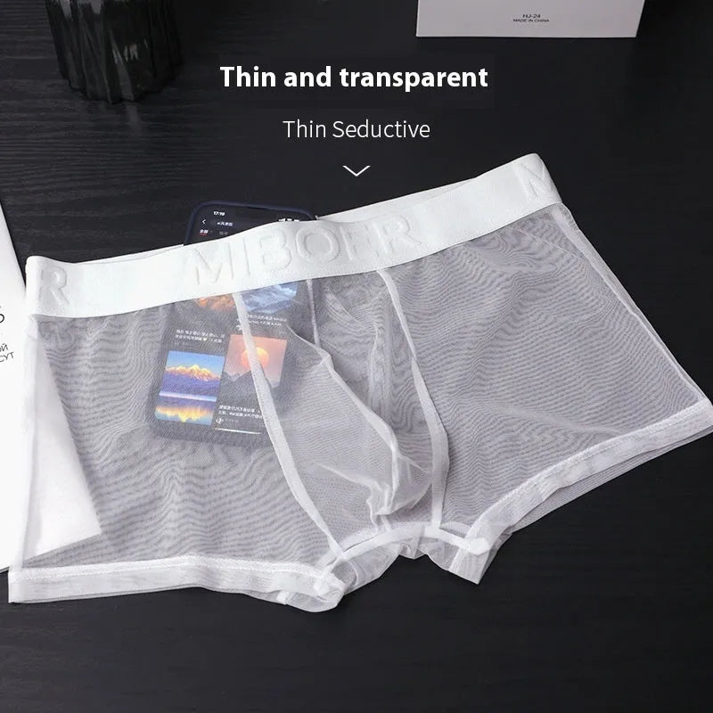 Men's thin invisible breathable boxer shorts in six colours with quick-drying polyester fabric