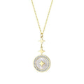 Gold titanium steel hexagonal star necklace for women with O-ring chain and adjustable length
