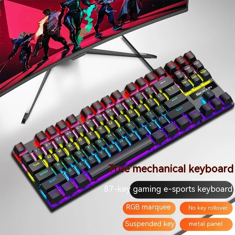 K87 mechanical keyboard with metal housing and 1.4m cable in selected colour with green or red axis switches