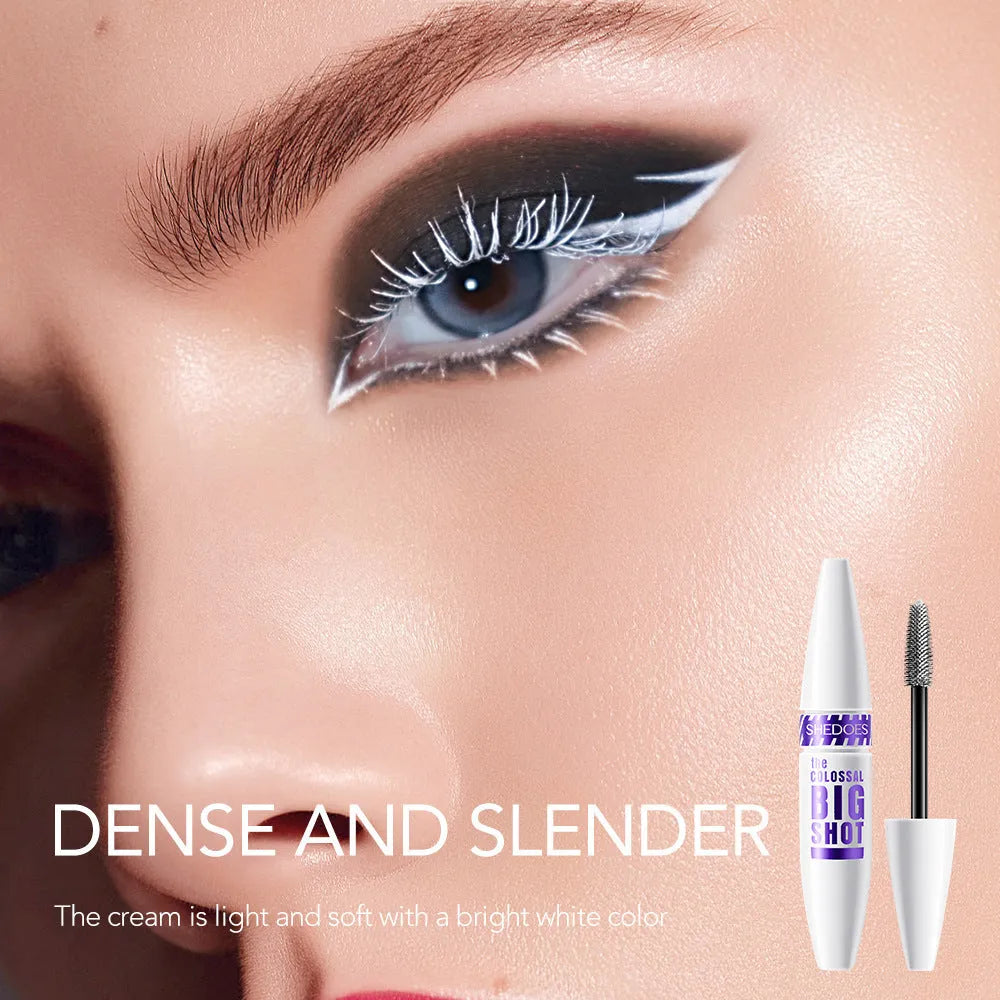 White waterproof curling mascara tube with 10ml quick-drying thick formula