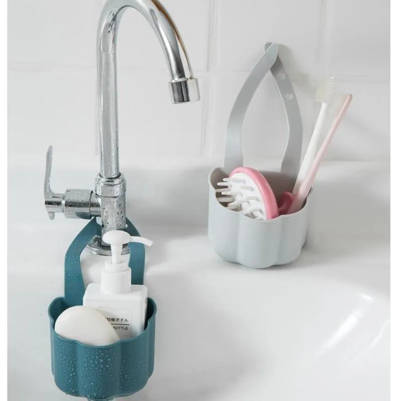 Nordic style plastic kitchen sink drain basket in blue, grey or pink colours