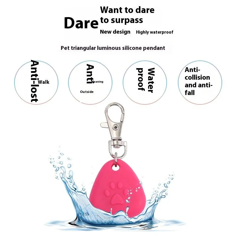 Silicone triangle pendant pet ornament in monochrome design with light-emitting feature