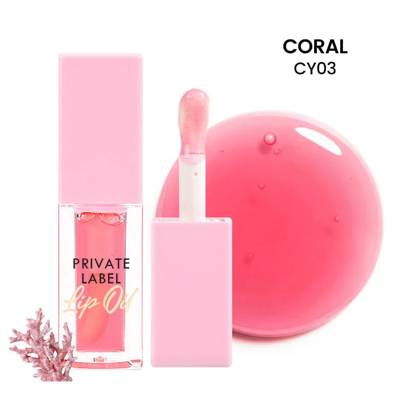 Set of six transparent lip gloss tubes in shades Bird of Paradise, Cherry, Coral, Mango, Strawberry, Watermelon