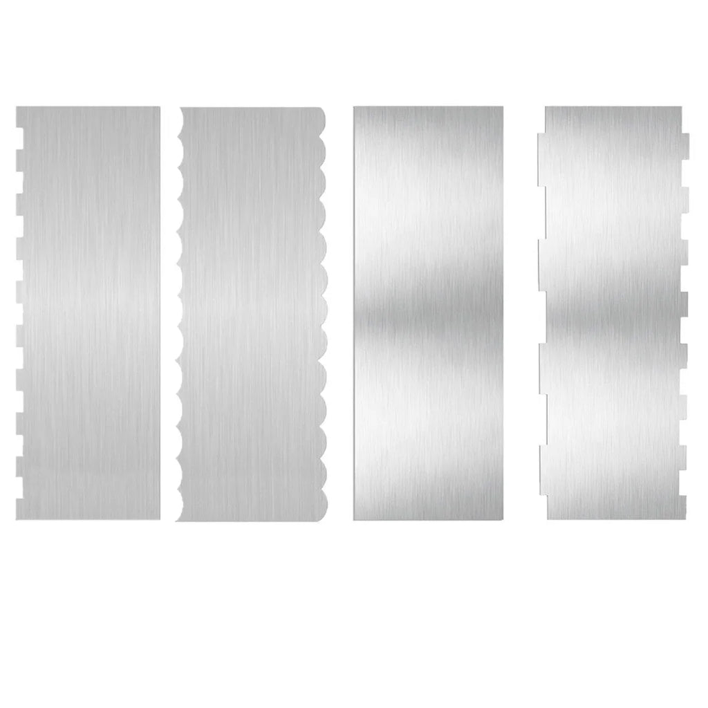 Stainless steel cream scraper cake decorating tool with polygon patterns