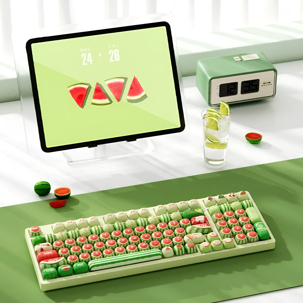 Set of blue watermelon-themed PBT key caps for mechanical keyboards