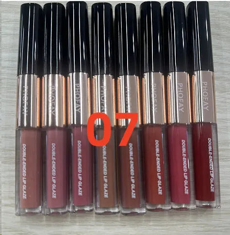 C-L021 double-head lip gloss with two sponge applicators and refillable cartridge