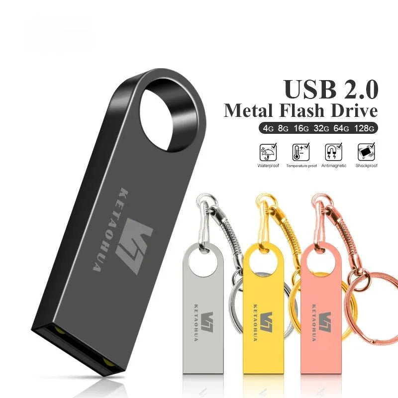 Silver metal car-shaped USB flash drive on a white background, showing USB connector.