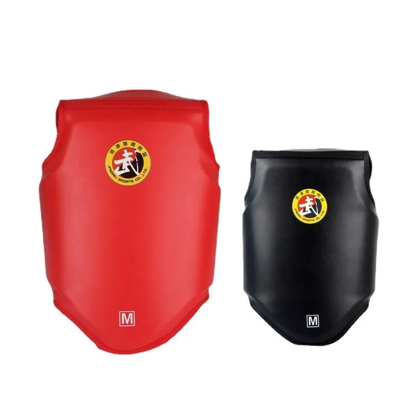 One-piece boxing chest protector in red blue or black PU material for S M L sizes