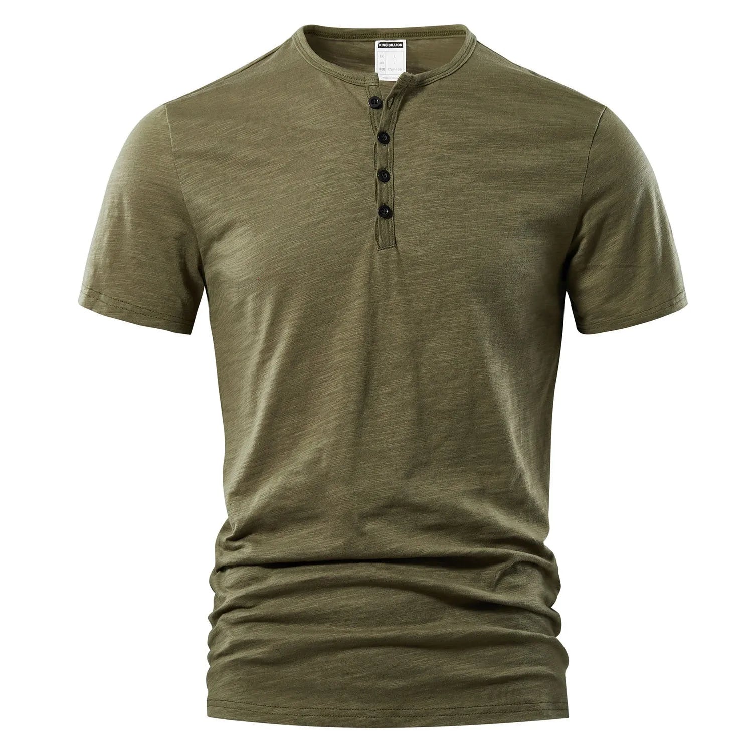 Men's slub cotton short sleeve t-shirt in denim blue on a mannequin