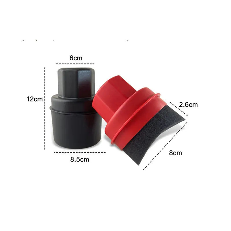 Black tyre polishing sponge brush with lid measuring 85x120mm for car tyre maintenance