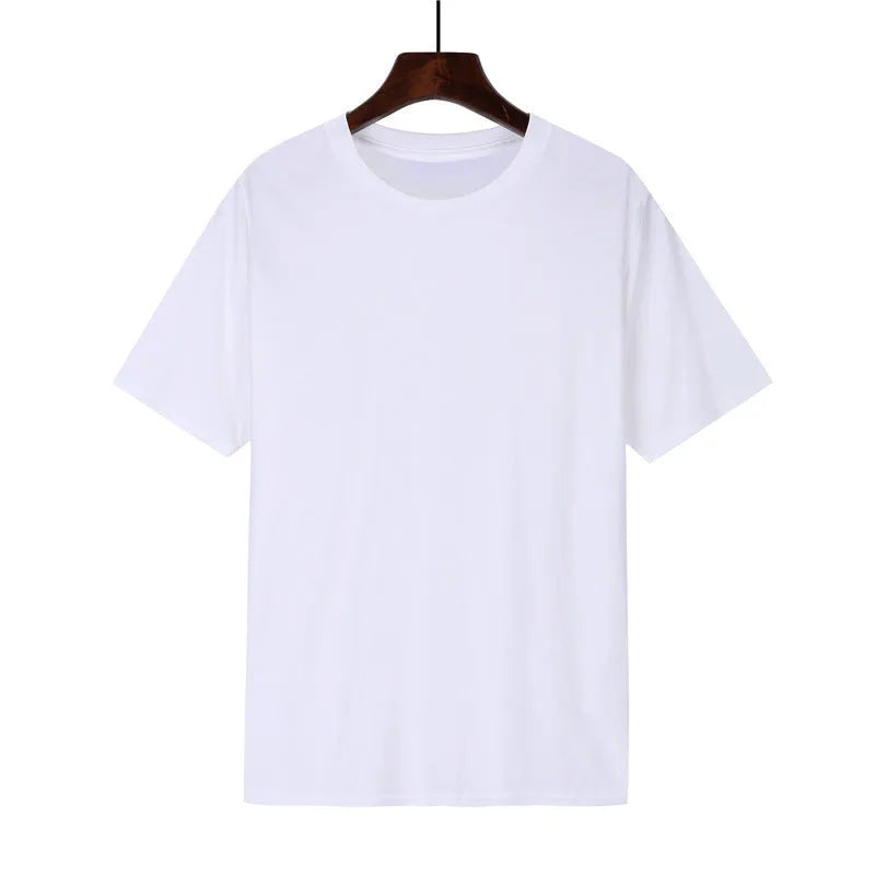 Men's loose-fit cotton t-shirt in black, shown on a model, with short sleeves.
