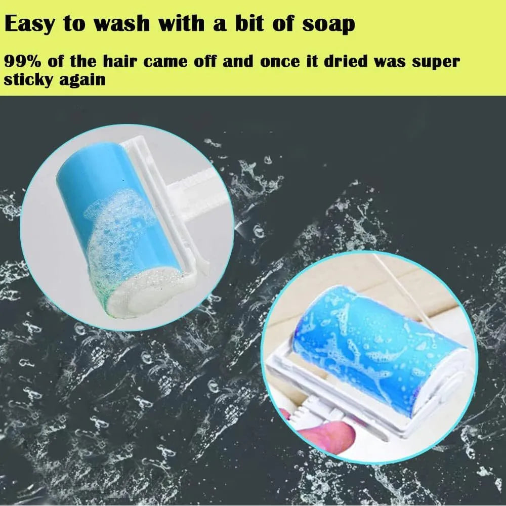 Reusable washable lint roller with cover for pet hair removal on fabrics