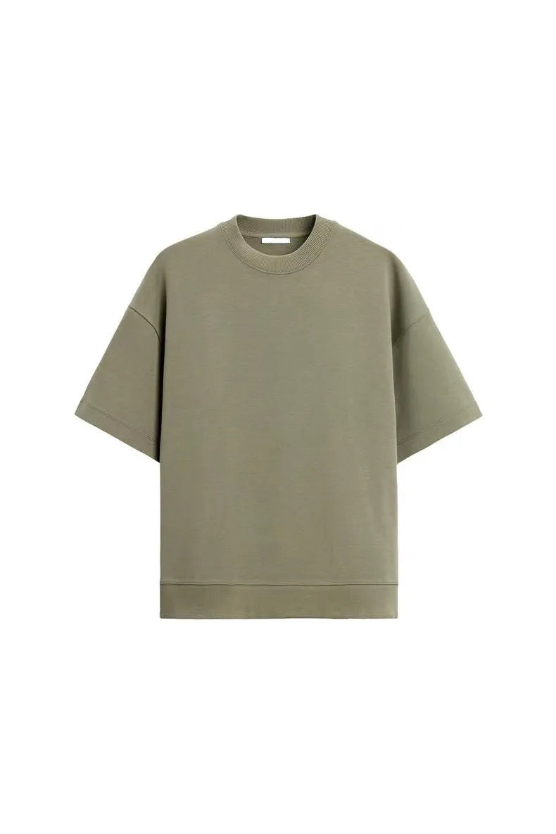 Men's double-sided texture short sleeve and shorts set in polyester fabric with loose fit