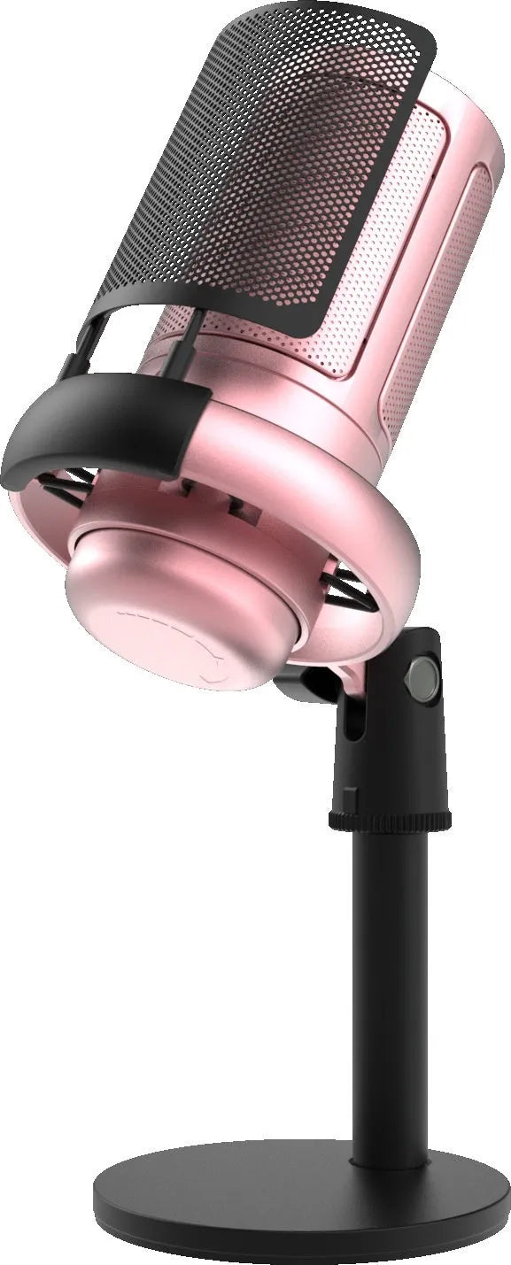 Condenser microphone body with RGB lighting and 150cm cable available in black white and pink for computer recording