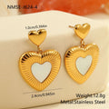 Gold electroplated stainless steel heart fritillary earrings with romantic design for women