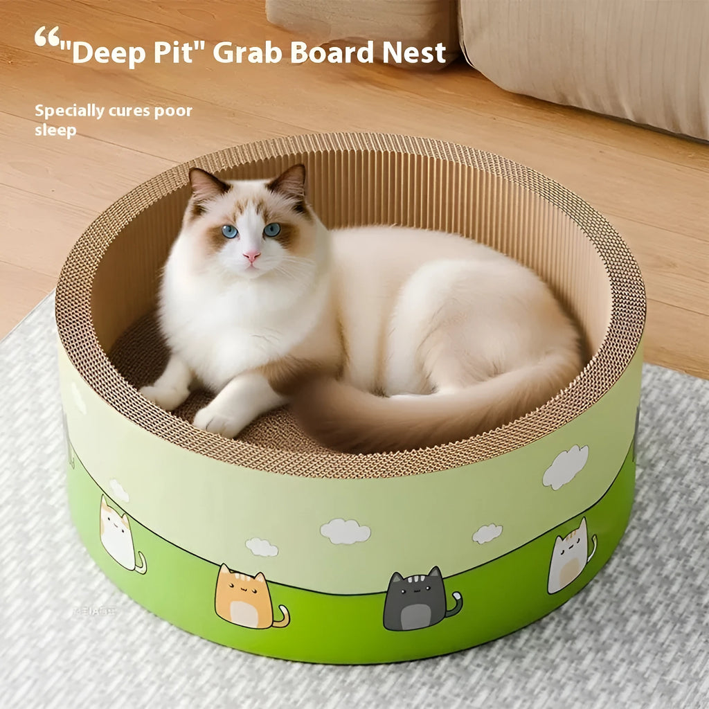 Deep round cat scratch board with HK pit texture in corrugated paper material
