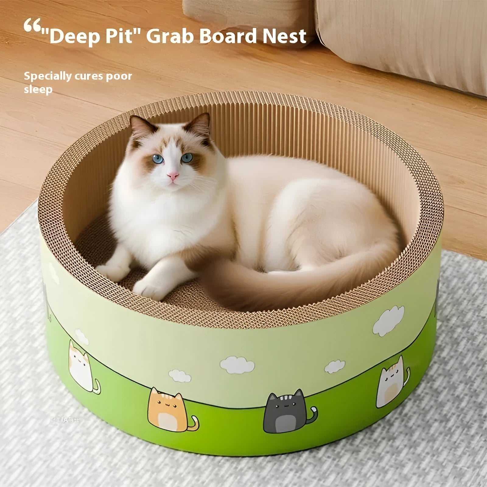 Deep round cat scratch board with HK pit texture in corrugated paper material