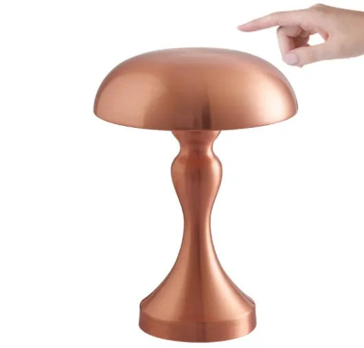 Rechargeable LED desk lamp in bronze finish with touch controls and three light settings