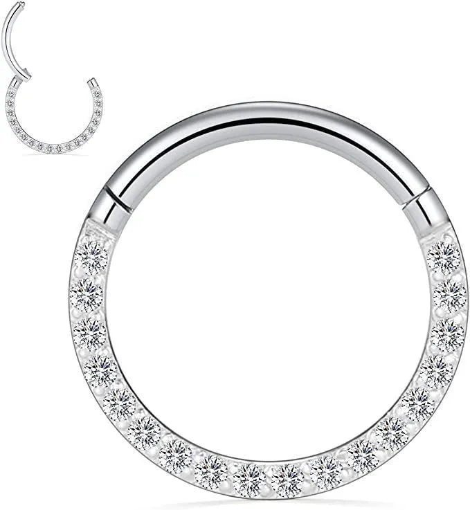 A seamless stainless steel nose ring hoop showing gold and rose gold electroplated colour options.