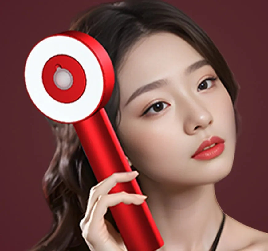 Red and blue light LED massage hair comb with plastic body and Type-C charging port